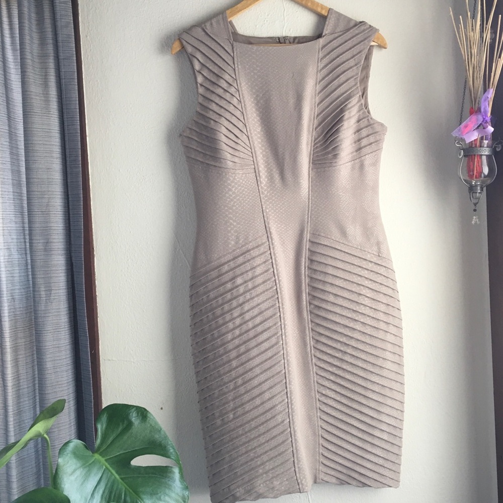 Adrianna Papell Tan Body Con Dress